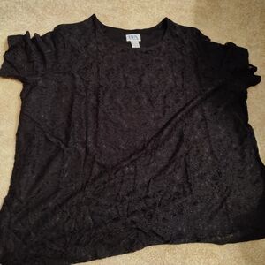 New In Bag Bfa Classics Black Lace Short Sleeve Top, 3x